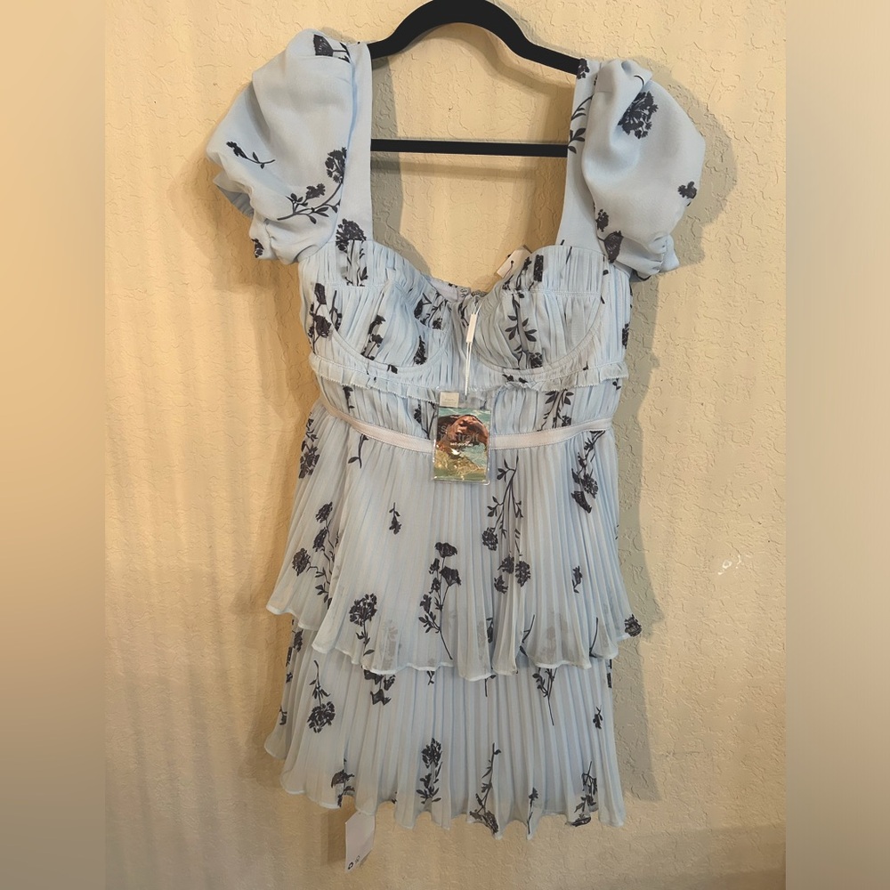 Blue floral self-portrait dress. Nwt